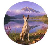 Pharaoh Hound 1000pc Circular Jigsaw with Pet Dog, Tricky And Engaging, Great for Living Room Tabletop Fun, Perfect for Family Bonding 1000pcs (67.5x67.5cm)