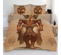 Pharaoh Pattern Duvet Cover Set, Egyptian Pyramid Bedding Set, Soft Breathable Microfiber King Quilt Cover 3 Piece with Zipper Closure, 1 Duvet Cover 230x220 & 2 Pillowcases S2a1