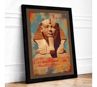 Pharaoh's Golden Mask Vintage Framed Wall Art Print A4 Black