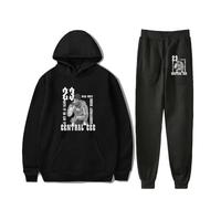 PHARCOYOU Central Cee 90s Vintage Hoodies Jogger Pants Two Piece Set Sweatshirts+Sweatpants Women Men Outfit Sets (Black,XXS)