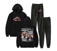 PHARCOYOU Central Cee Can't Rush Greatness Hoodie Jogger Pants Two Piece Sets Sweatshirts+Sweatpants Women Men's Set (Black,XXS)