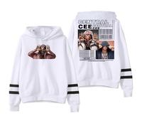PHARCOYOU Central Cee Can't Rush Greatness Hoodie Pocketless Parallel Bars Sleeve Streetwear Women Men Hooded Sweatshirt (L,White)