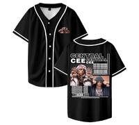 PHARCOYOU Central CEE Can't Rush Greatness Merch Baseball Jersey Short Sleeve Button-up Shirts Women Men Streetwear Tops (Black,S)