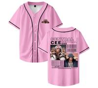 PHARCOYOU Central CEE Can't Rush Greatness Merch Baseball Jersey Short Sleeve Button-up Shirts Women Men Streetwear Tops (Pink,XXS)