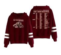 PHARCOYOU Central Cee Can't Rush Greatness World Tour 2025 Hoodie Pocketless Parallel Bars Sleeve Women Men Sweatshirt (L,Red)