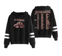 PHARCOYOU Central Cee Can't Rush Greatness World Tour 2025 Hoodie Pocketless Parallel Bars Sleeve Women Men Sweatshirt (S,Black)