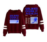 PHARCOYOU Girl In Red Doing It Again Europe 2024 Tour Hoodie Pocketless Parallel Bars Sleeve Men Women Sweatshirt (M,Red)