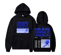 PHARCOYOU Girl In Red Doing It Again Hoodie Europe Tour 2024 Long Sleeve Streetwear Men Women Hooded Sweatshirt (M,Black)