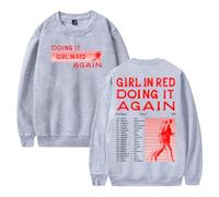 PHARCOYOU Girl In Red Doing It Again Merch Europe 2024 Tour Crewneck Long Sleeve Streetwear Men Women Sweatshirts (Gray,M)