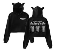 PHARCOYOU Gracie Abrams Hoodie The Secret of Us 2025 Tour Cat Ears Hooded Sweatshirt Women Long Sleeve Crop Top (Black,S)