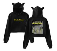 PHARCOYOU Gracie Abrams Merch The Secret of Us Tour Pullover Cat Ears Hoodie Long Sleeve Crop Top Women's Clothes (Black,XXL)