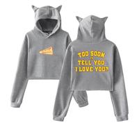 PHARCOYOU Gracie Abrams Risk Merch Pullover Female Cat Ears Hoodie Long Sleeve Crop Top Women's Clothes (Gray,S)