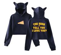 PHARCOYOU Gracie Abrams Risk Merch Pullover Female Cat Ears Hoodie Long Sleeve Crop Top Women's Clothes (Navy,M)