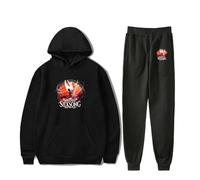 PHARCOYOU Hollow Knight Silksong Hoodie Jogger Pants Two Piece Set Sweatshirts+Sweatpants Women Men Harajuku Outfit Sets (Black,XXS)