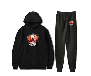 PHARCOYOU Hollow Knight Silksong Hoodie Jogger Pants Two Piece Set Sweatshirts+Sweatpants Women Men Harajuku Outfit Sets (Black,XXS)