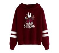 PHARCOYOU Hollow Knight Silksong Merch Hoodie Pocketless Parallel Bars Sleeve Streetwear Women Men Hooded Sweatshirt (L,Red)