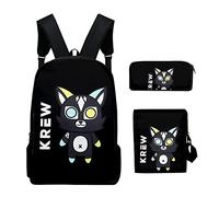 PHARCOYOU ItsFunneh Krew District Merch Backpack 3 Piece Set Rucksack Crossbody Bag Women Men Daypack Cartoon Bags (One Size,Style4)