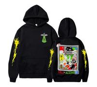 PHARCOYOU Lil Darkie First Contact Hoodie Europe Tour 2024 Long Sleeve Streetwear Women Men Hooded Sweatshirts (M,Black)