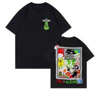 PHARCOYOU Lil Darkie First Contact T-Shirt Europe Tour 2024 Crewneck Short Sleeve Streetwear Women Men Hip Hop Tops (XXL,Black)
