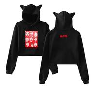 PHARCOYOU Lola Young Album Merch 2025 World Tour Hoodie Cat Ears Hooded Sweatshirt Long Sleeve Crop Top Women's Clothes (Black,M)