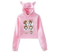 PHARCOYOU My Deer Friend Nokotan Noko Shikanoko Hoodie Cat Ears Hooded Sweatshirt Long Sleeve Crop Top Women's Clothes (Pink,XL)