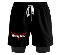 PHARCOYOU SKZ Stray Kids SweatShorts Dominate World Tour 2025 Women Men's 2 in 1 Running Shorts Outdoor Sportwear (Black,M)