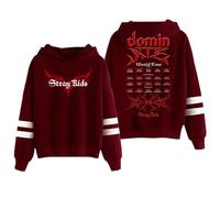PHARCOYOU Stray Kids Dominate World Tour Hoodie Pocketless Parallel Bars Sleeve Streetwear Women Men Hooded Sweatshirt (Red,L)