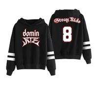 PHARCOYOU Stray Kids Dominate World Tour SKZ 8 Hoodie Pocketless Parallel Bars Sleeve Streetwear Women Men Sweatshirts (Black,XS)