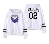 PHARCOYOU Sturniolo Triplets Let's Trip Hoodie Nick 02 Pocketless Parallel Bars Sleeve Streetwear Men Women Sweatshirts (white,M)