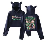 PHARCOYOU The Apothecary Diaries Maomao Anime Hoodie Cat Ears Hooded Sweatshirt Long Sleeve Crop Top Women's Clothes (Navy,XL)