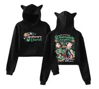 PHARCOYOU The Apothecary Diaries Maomao Anime Hoodie Cat Ears Hooded Sweatshirt Long Sleeve Crop Top Women's Clothes (Black,XL)