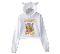 PHARCOYOU The Ballad of Wallis Island 2025 Movie Hoodie Cat Ears Hooded Sweatshirt Long Sleeve Crop Top Women's Clothes (White,L)