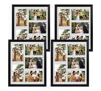 PHAREGE 5 Openings 4x6 Picture Frame Collage Black 4 Pack, 11x14 Poster Frame Set of 4, Display Family Wedding Photos Horizontal or Vertical on The Wall