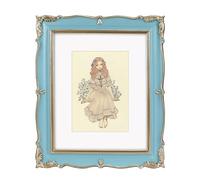 PHAREGE Blue Gold Vintage Frame for 8x10 inch Picture, Ornate Antique Frame with Mat for 5x7 inch Photo, Horizontal or Vertical, Tabletop or Wall