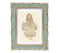 PHAREGE Vintage Picture Frame 5x7 Mint Green Gold, 5 by 7 Ornate Decorative Antique Frame with Mat for 4x6 Photo, Fancy Matted Frame for Desktop or Wall, Horizontal or Vertical
