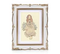 PHAREGE Vintage Picture Frame 5x7 White Gold, 5 by 7 Ornate Decorative Antique Frame with Mat for 4x6 Photo, Fancy Matted Frame for Desktop or Wall, Horizontal or Vertical