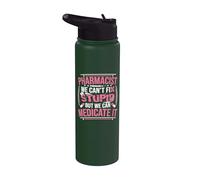 Pharmacist Can't Fix Stupid But Medicate It - Funny Pharmacy Stainless Steel Insulated Water Bottle