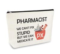 Pharmacist Gifts for Women Pharmacy Gift Makeup Bag Funny Pharmacy Technician Gift Cosmetic Bag Nurse Doctor DR RX Appreciation Retirement Graduation Birthday Gifts Travel Toiletry Pouch