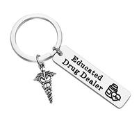 Pharmacist Keyring Gift for Educated Drug Dealer Funny Sarcastic Pharmacist Keychain Pharmacy Tech Gift Pharmacy Keyring Gifts for Pharma Med School Graduation Gift for Pharmacist Birthday Christmas
