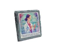 Pharmacist Slate Coaster - Humorous Desk Decor for Pharmacy Professionals - Making Sure Your White Pill Isn’t a Big Mistake Design (slco-kf25-mistakehg)