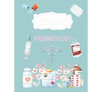 Pharmacology Notebook | 8x10 Soft Matte Cover | 100 Lined Pages | Pastel Gray, Teal & Blue Watercolor Medical Art | Syringes, Medications & Pill Bottles | Nursing, NP, PA, Medical & Dental Students