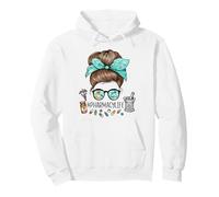 Pharmacy Life Messy Bun Funny Pharmacist Healthcare Girl Pullover Hoodie