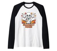 Pharmacy Squad Halloween Skeleton Raglan Baseball Tee