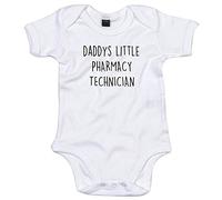 Pharmacy Technician Baby Body Suit Daddys Little Newborn Babygrow White with Black Print 3-6 Months