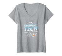 Pharmacy Technicians: Like A Doctor But Cooler V-Neck T-Shirt, Women, Heather Grey, S