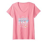 Pharmacy Technicians: Like A Doctor But Cooler V-Neck T-Shirt, Women, Pink, XL