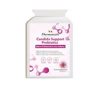 Pharmanostix Candida Support Probiotics - 60 Vegan Capsules | All-in-One Yeast & Gut Health Supplement for Women | 15 Active Ingredients & 200 Million Live Cultures | UK Made