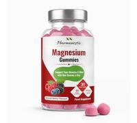 Pharmanostix Magnesium Citrate Gummies 180mg, 60 Vegan Gummies, Supports Muscle, Immunity, Electrolyte Balance, and Energy.