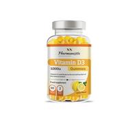 Pharmanostix Vitamin D3 1000iu Gummies - Natural Lemon Flavour Gummies for Teens & Adults - Support Immune Function and Help Maintain Bones and Teeth Helps in Calcium Absorption (60 Gummies)