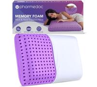 Pharmedoc Cooling Memory Foam Bed Rest Pillows, 1 Pack, Ventilated Lilac Dreamer, Reading, Standard, Back and Side Sleeper Support, Sleeping Pillows for Adults